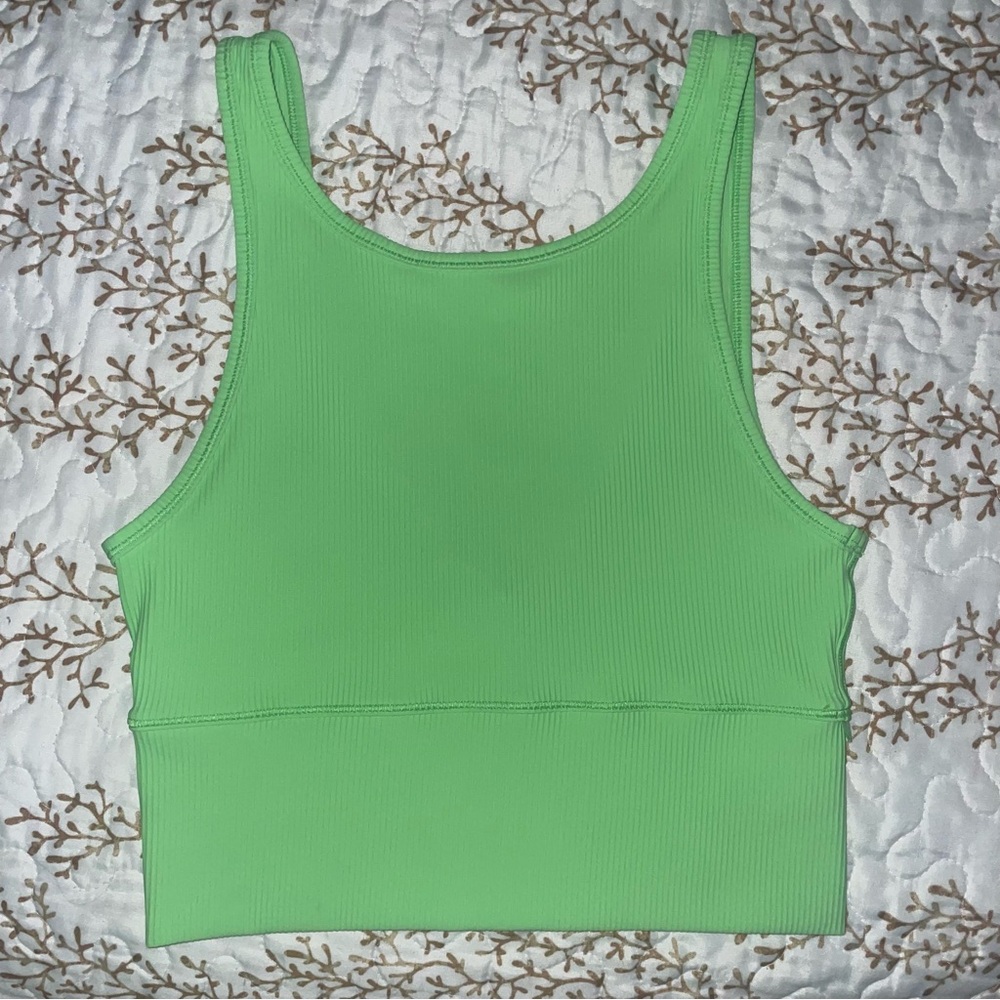 Lululemon power pivot ribbed tank top active work out gym reversible crop size 4